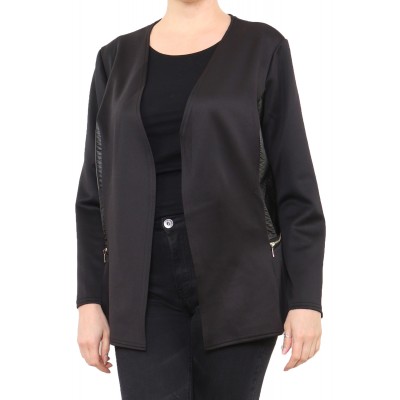 Veste bimatière, noire, grande taille, 46-48