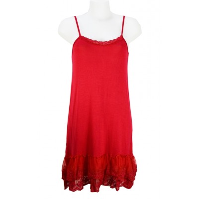 Fond de robe en viscose avec bas en dentelle, couleur Rouge