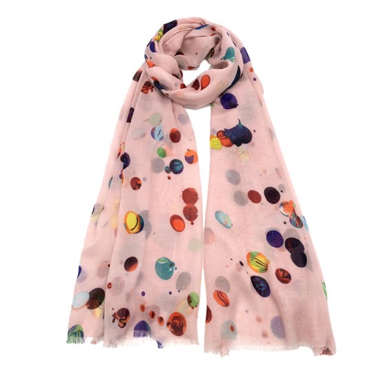 Foulard imprimée à petites bulles, Rose