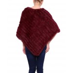 Poncho,cape en fourrure lapin,Bordaux