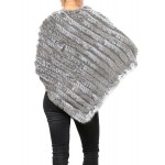 Poncho,cape en fourrure lapin,Gris