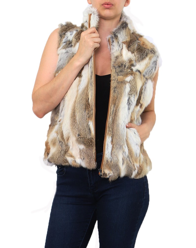 gilet beige fourrure