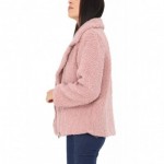 Manteau court moumoute rose