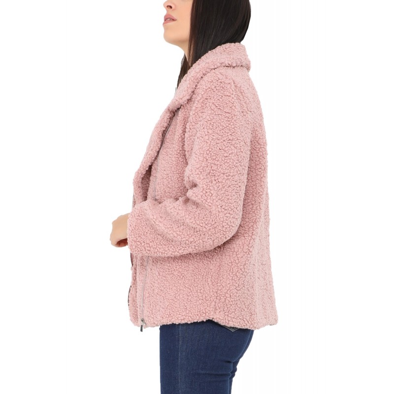 Manteau court moumoute rose Miss Rouge