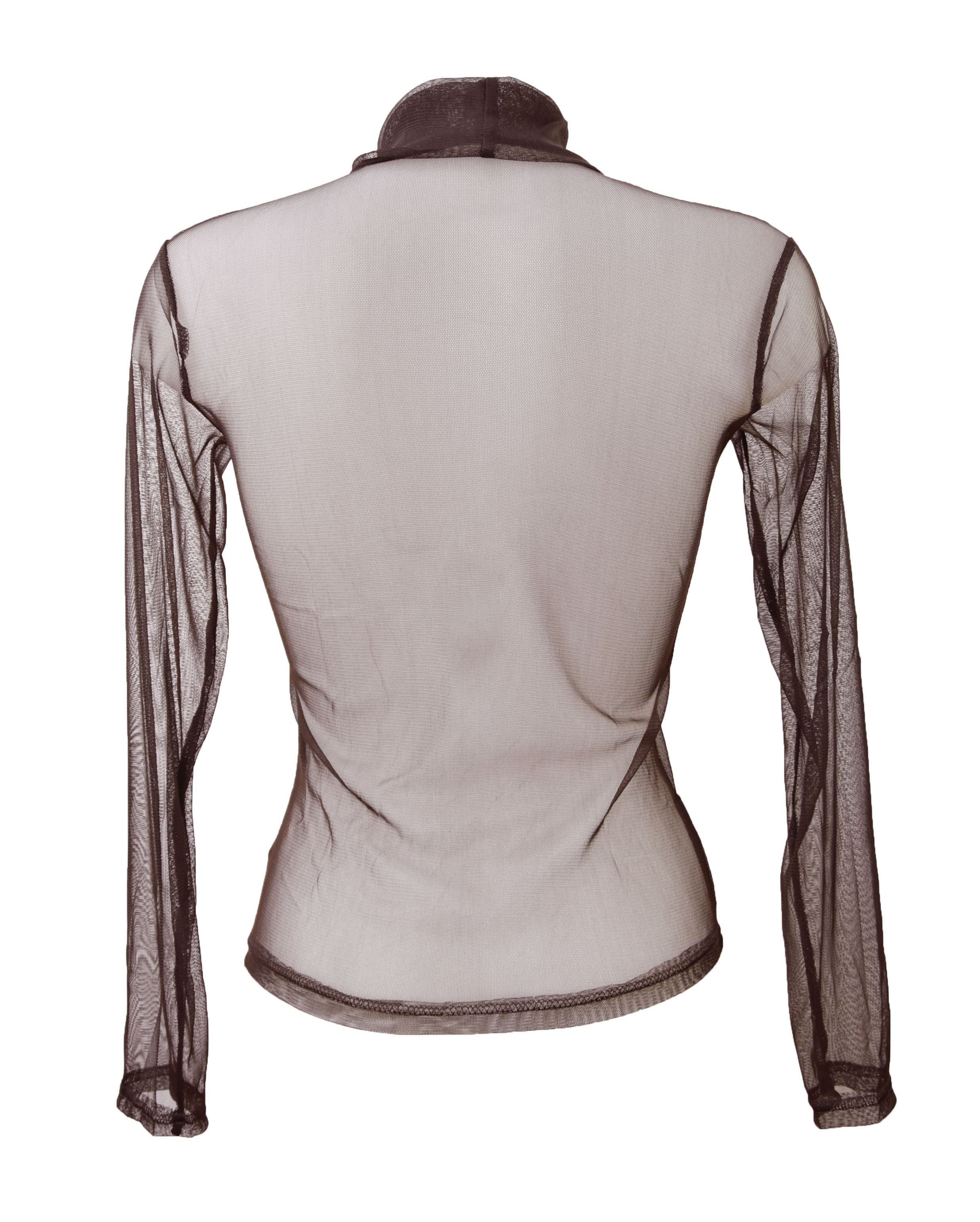Top en voile transparente, résille, col roulé eBay