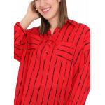 Chemise à rayure,grande taille,rouge