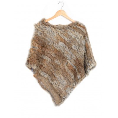 Poncho,cape en fourrure lapin,Beige