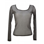 T-shirt, top en voile, brillant / pailleté