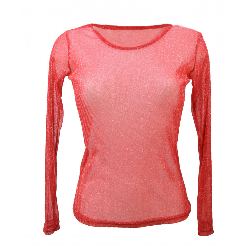 Brillant/pailleté Miss Rouge T-Shirt Top en Voile