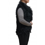 Manteau sans manche en fourrure, noir