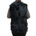 Manteau sans manche en fourrure, noir