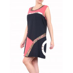 Robe à motif geométric,corail et noir