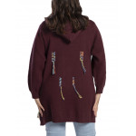 Gilet long à capuche bordeaux, taille 40/42