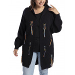 Gilet long à capuche Noir, taille 40/42