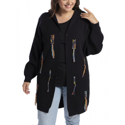Gilet long à capuche Noir, taille 40/42
