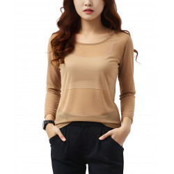 Top seconde peau manches longues camel – taille unique