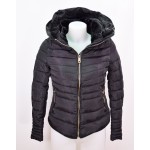 Manteau, Doudoune femme courte, Col gonflé, couleur Noir