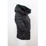 Manteau, Doudoune femme courte, Col gonflé, couleur Noir