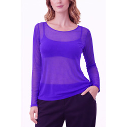 Top seconde peau manches longues Violet– taille unique